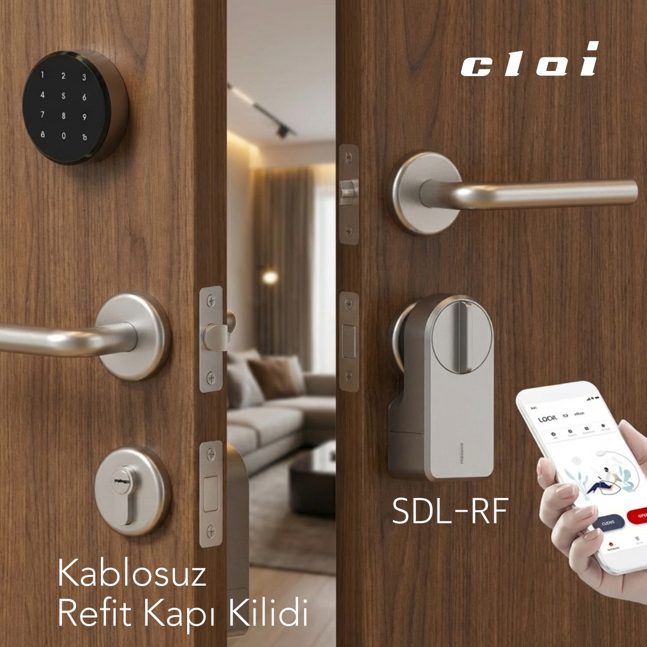 Clai ZAI-SDL-RF kablosuz retrofit kapı kilidinin kullanım örneği