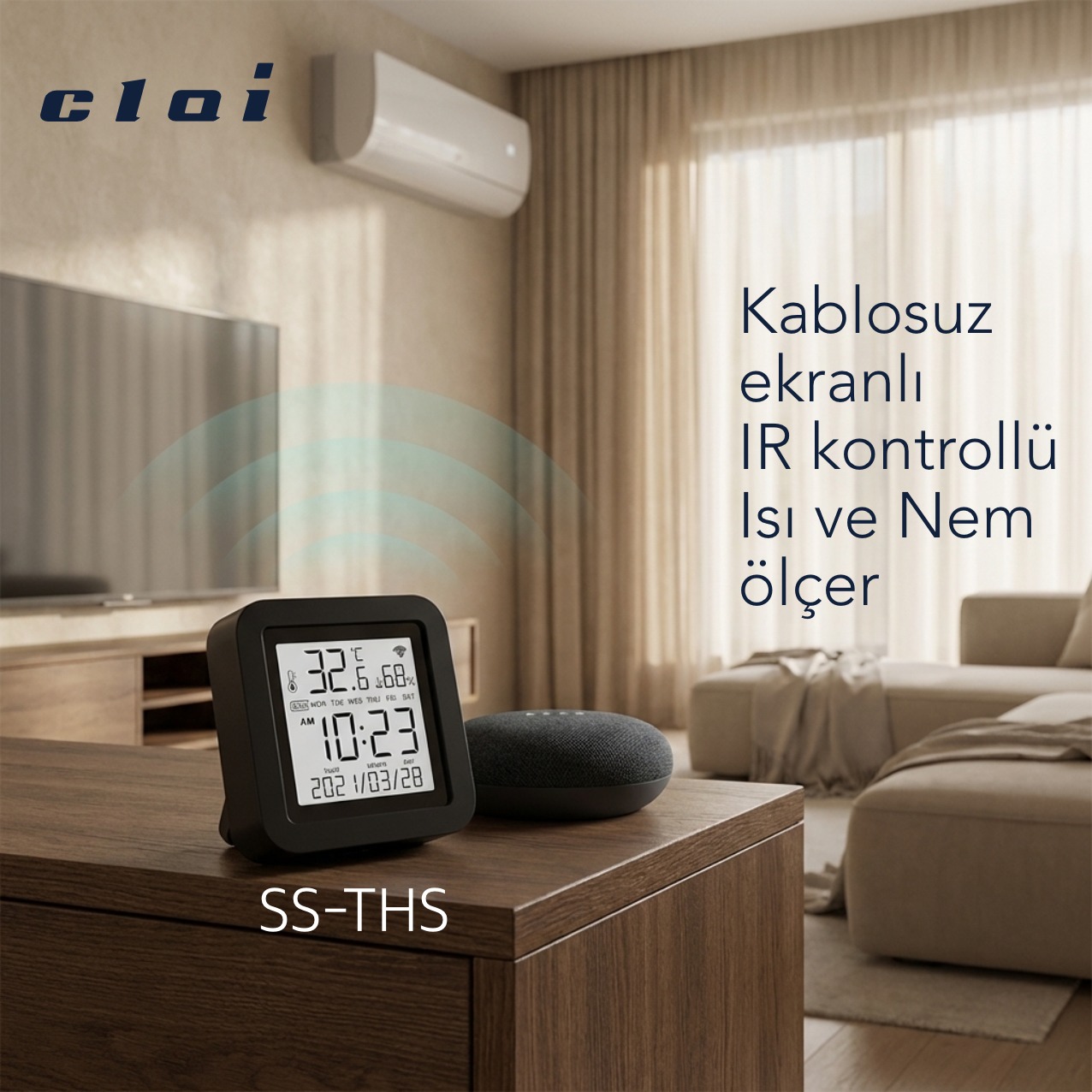 Clai ZAI-SS-THS ekranlı sıcaklık ve nem sensörünün kullanım örneği